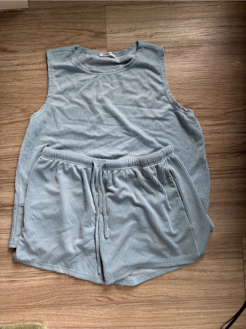 Ribbed Lounge Tank & Short Set - Light Blue